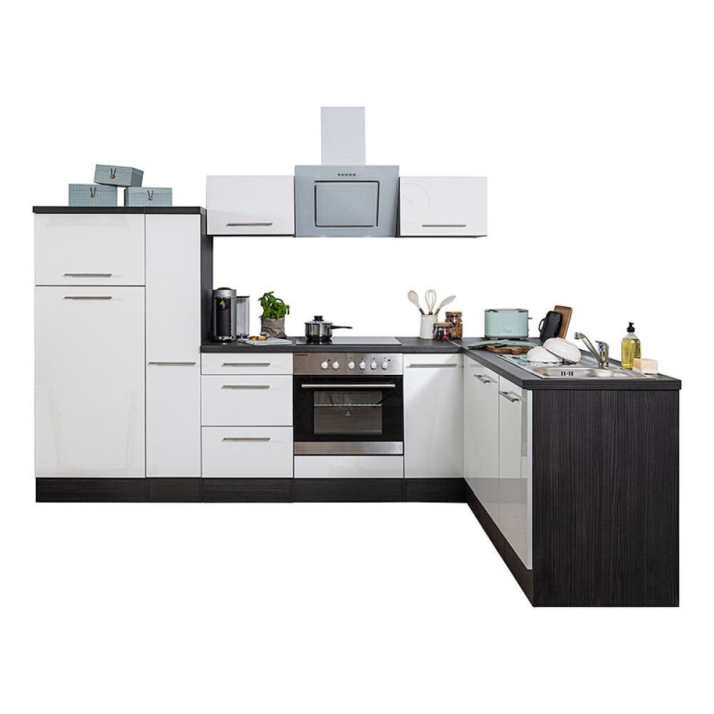 Köögikomplekt Respekta Amanda Premium 2,9 m, valge/must, keraamiline pliit