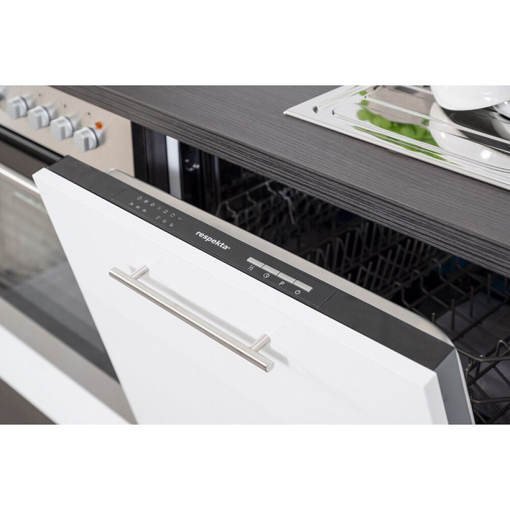 Köögikomplekt Respekta Amanda Premium 2,9 m, valge/must, keraamiline pliit