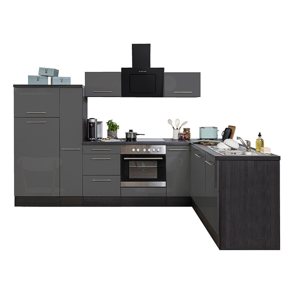 Köögikomplekt Respekta Amanda Premium 2,9 m, hall/must, keraamiline pliit