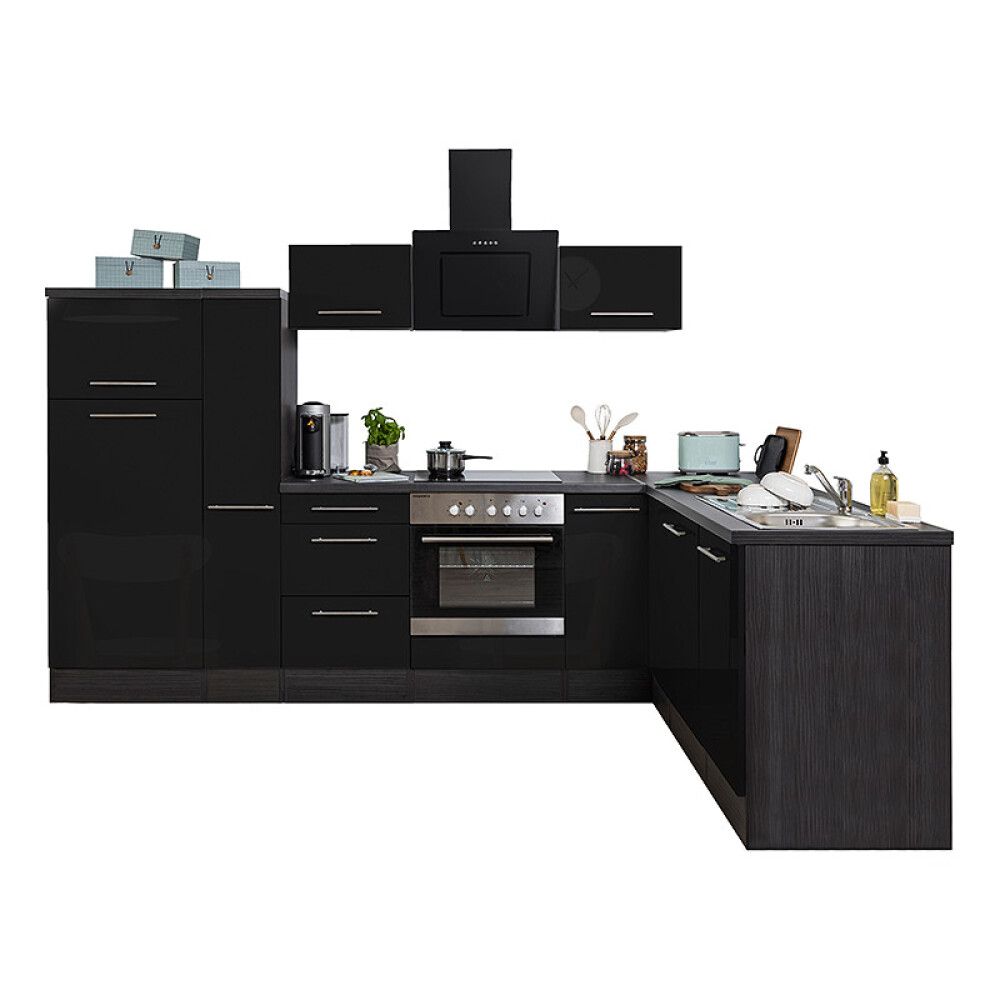 Köögikomplekt Respekta Amanda Premium 2,9 m, must, keraamiline pliit