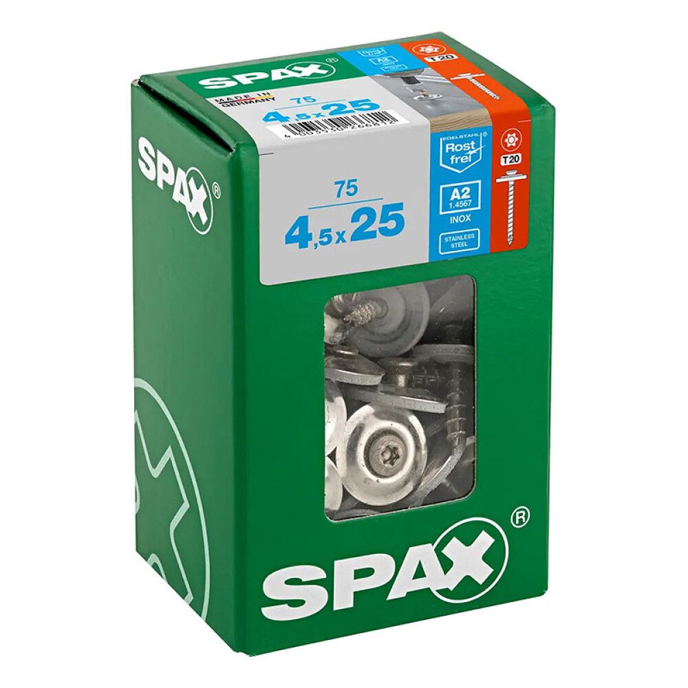 Katusekruvi seibiga Spax RST A2 4,5 x 25 mm 75 tk