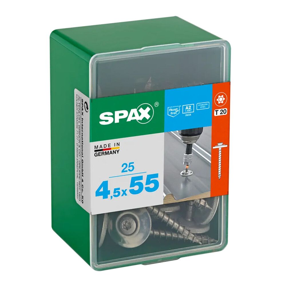 Katusekruvi seibiga Spax TRX RST A2 4,5 x 55 mm 25 tk