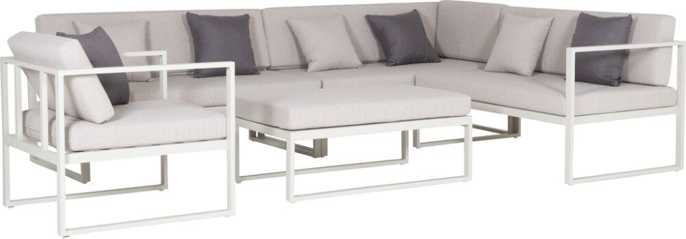 Nurgadiivan Sensum Skepparholmen, valge raam/liivakarva pehmendused