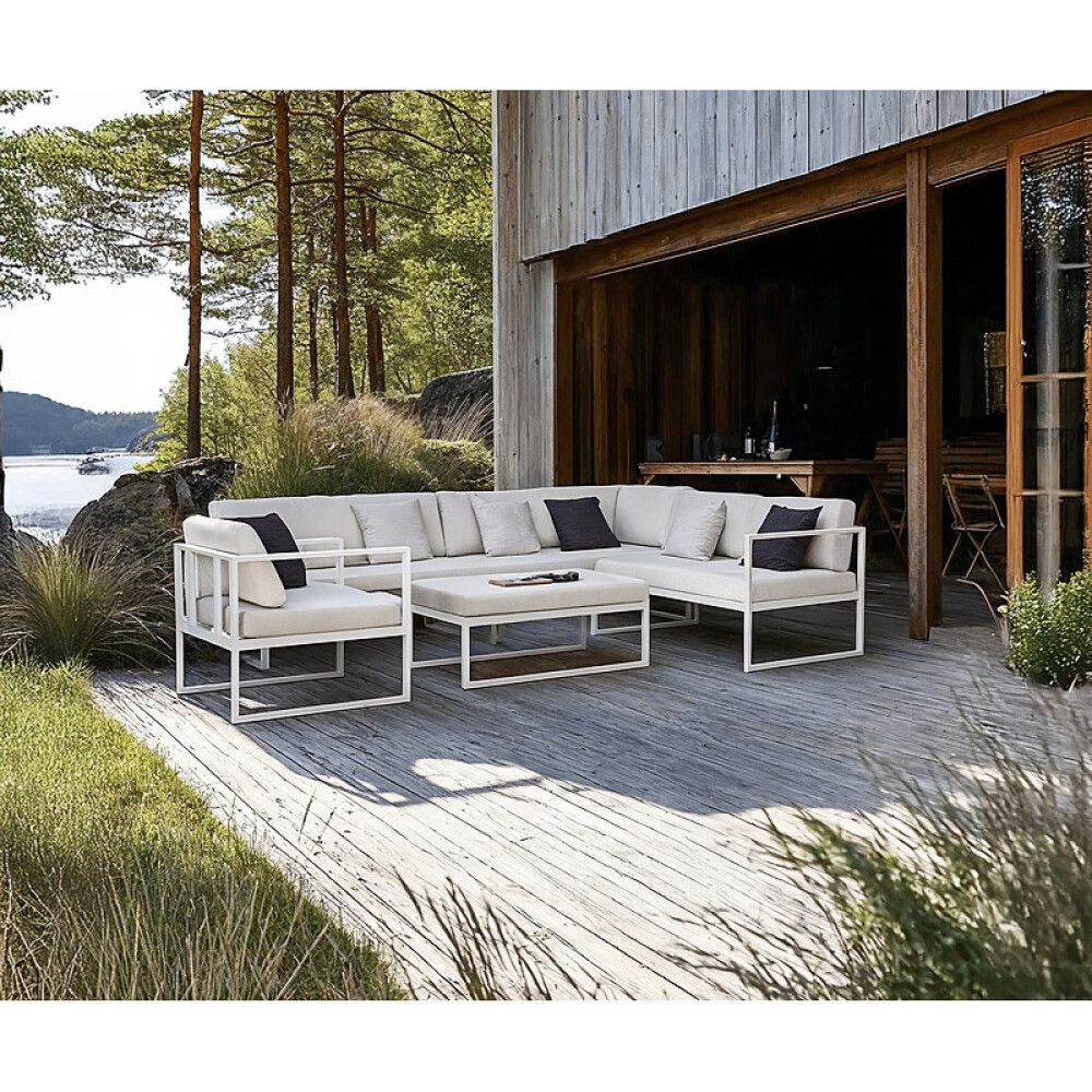 Nurgadiivan Sensum Skepparholmen, valge raam/liivakarva pehmendused