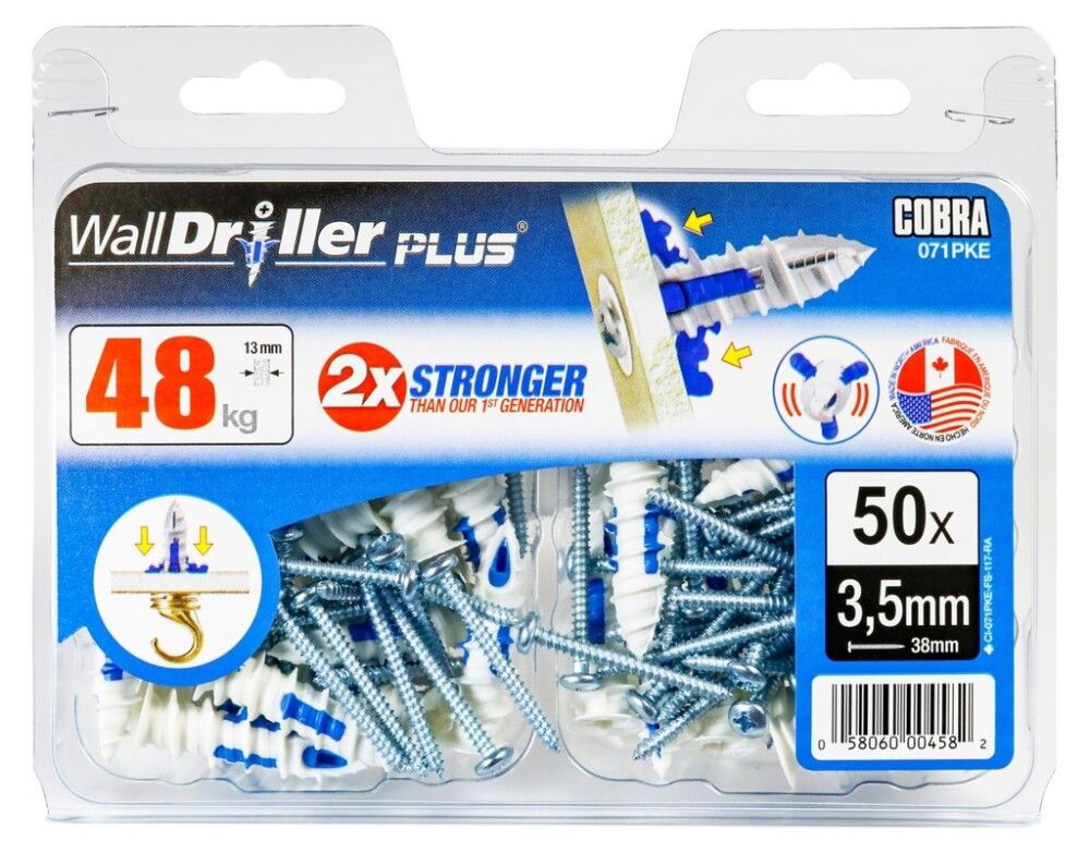 Kipsplaaditüübel Cobra WallDriller Plus 2,5 mm 50 tk