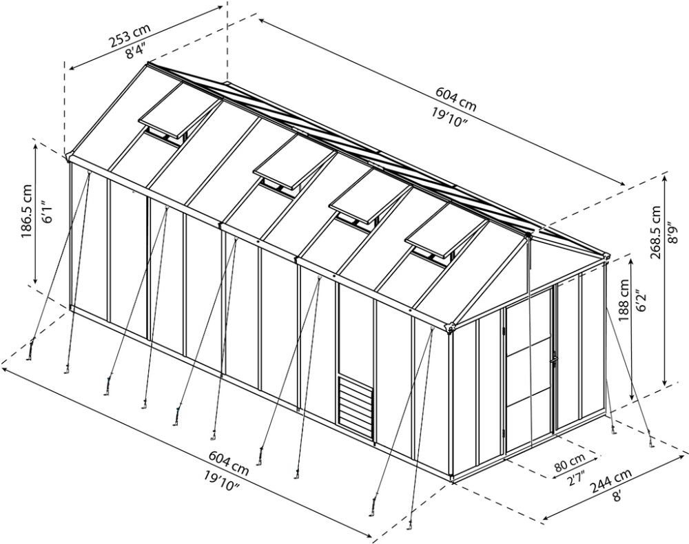 Kasvuhoone Palram-Canopia Glory 15,3 m², hall