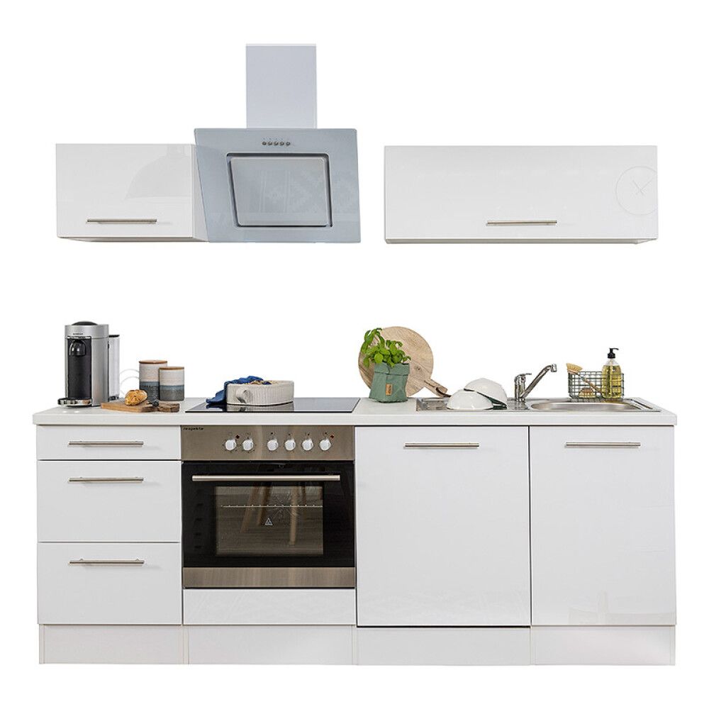 Köögikomplekt Respekta Premium 2,2 m valge, keraamiline pliit