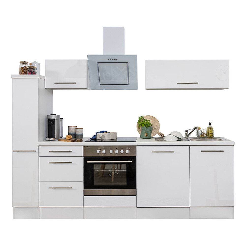 Köögikomplekt Respekta Amanda Premium 2,5 m, valge, keraamiline pliit