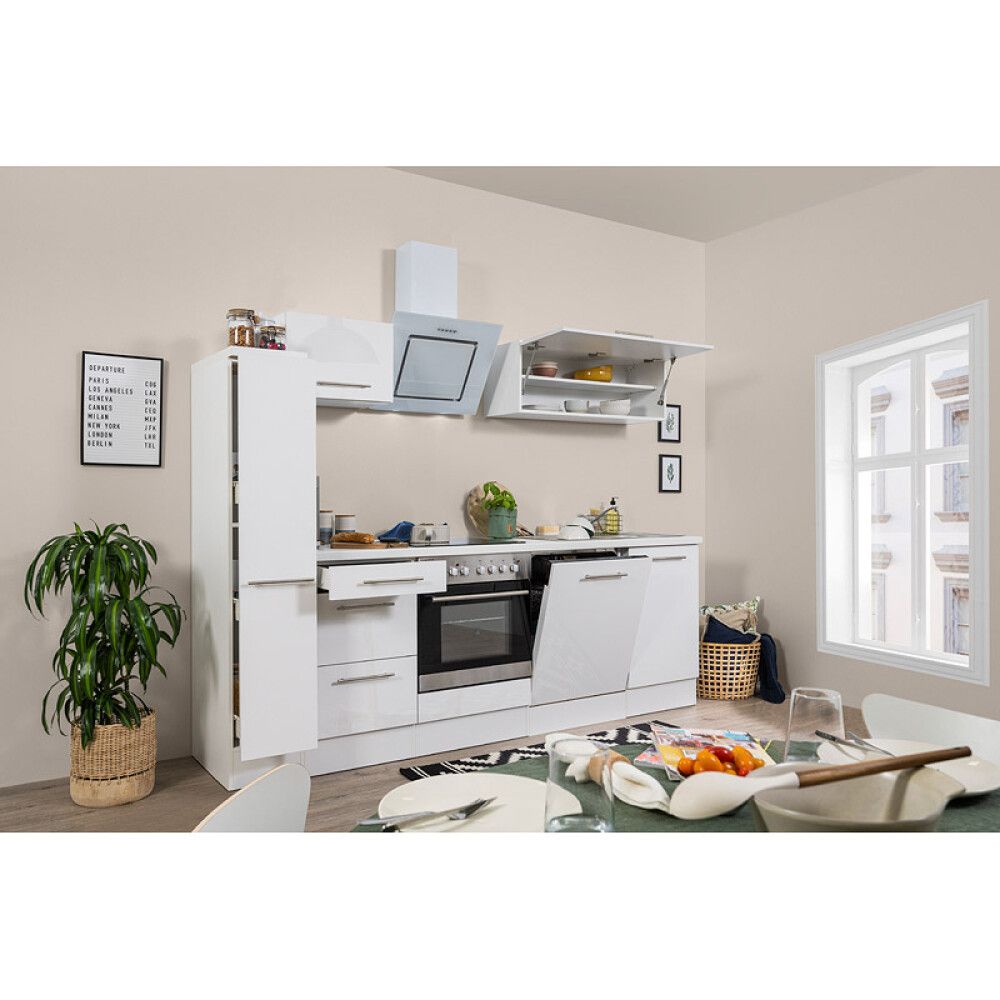 Köögikomplekt Respekta Amanda Premium 2,5 m, valge, keraamiline pliit