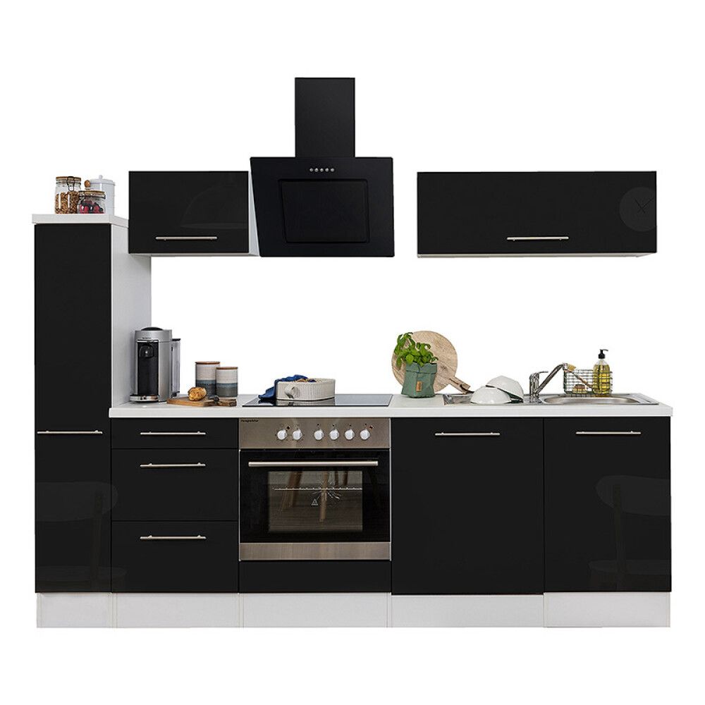 Köögikomplekt Respekta Amanda Premium 2,5 m, must, keraamiline pliit