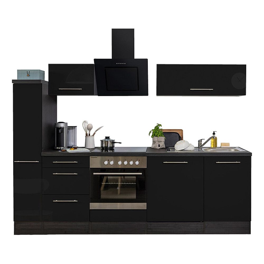 Köögikomplekt Respekta Amanda Premium 2,5 m, must, keraamiline pliit