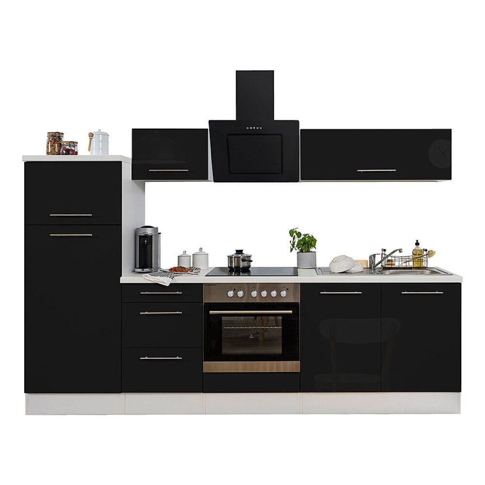 Köögikomplekt Respekta Amanda Premium 2,7 m, must/valge, keraamiline pliit