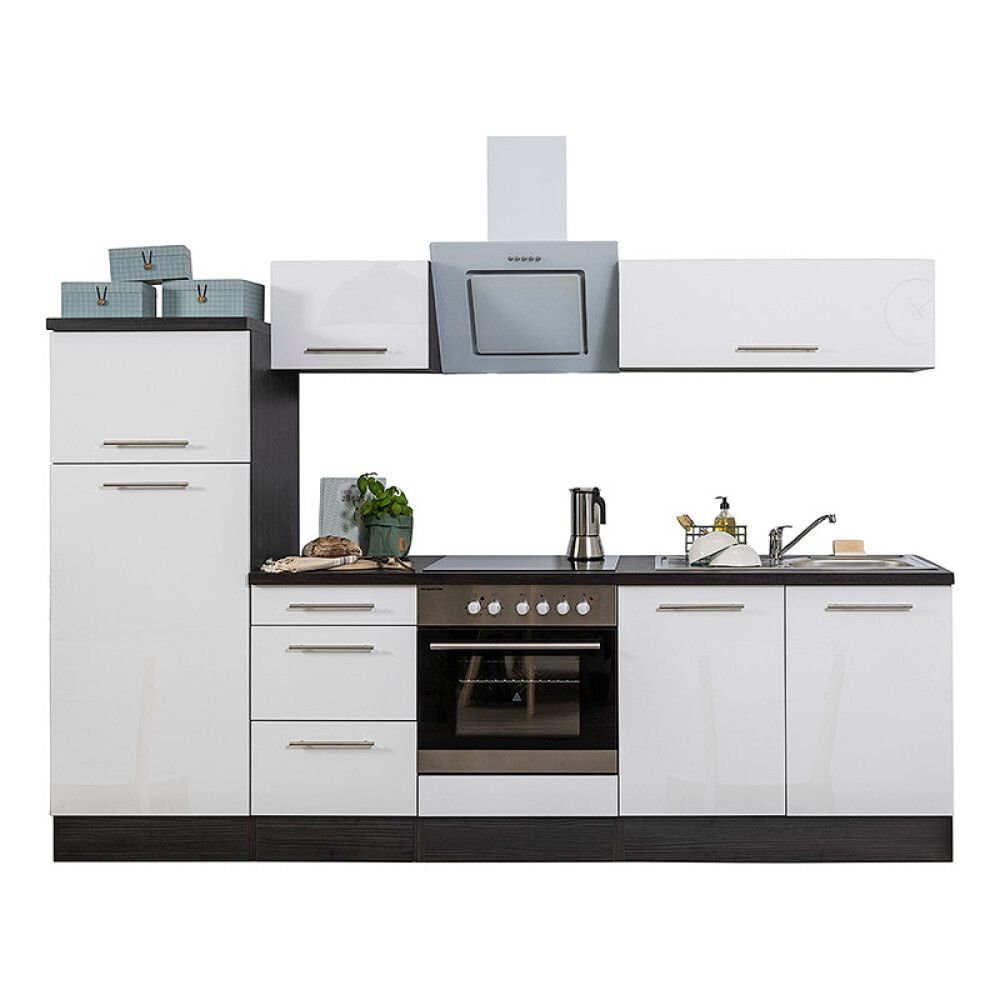 Köögikomplekt Respekta Amanda Premium 2,7 m, valge/must, keraamiline pliit