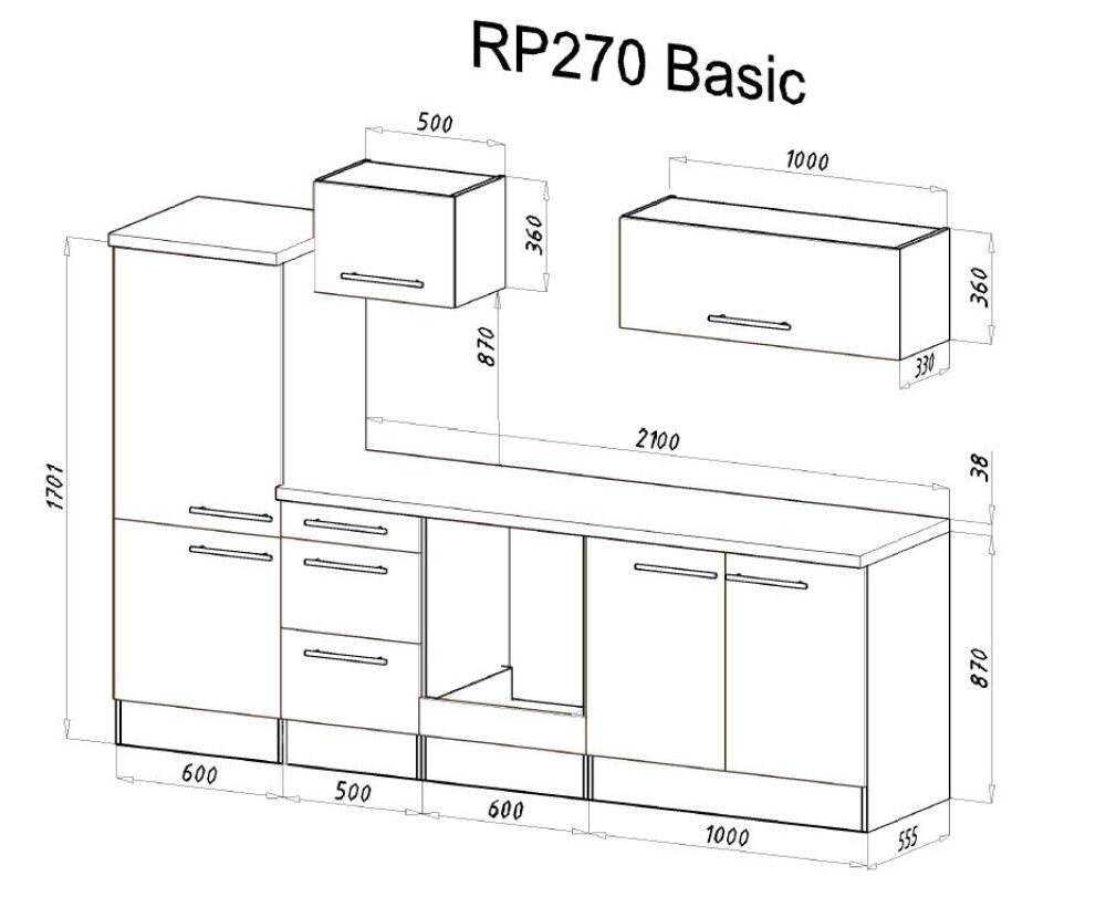 Köögikomplekt Respekta Amanda Premium 2,7 m, valge/must, keraamiline pliit
