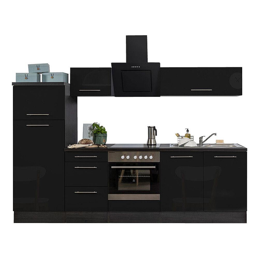 Köögikomplekt Respekta Amanda Premium 2,7 m, must, keraamiline pliit