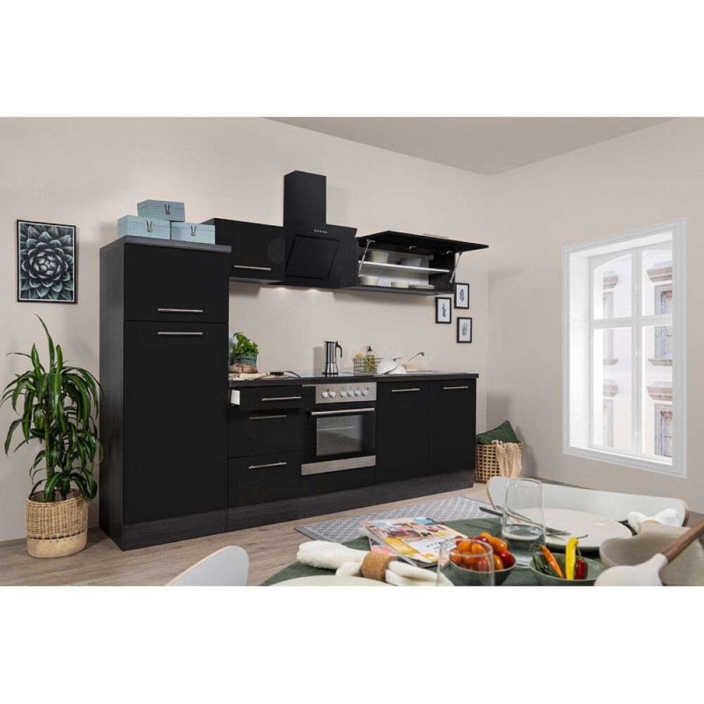Köögikomplekt Respekta Amanda Premium 2,7 m, must, keraamiline pliit