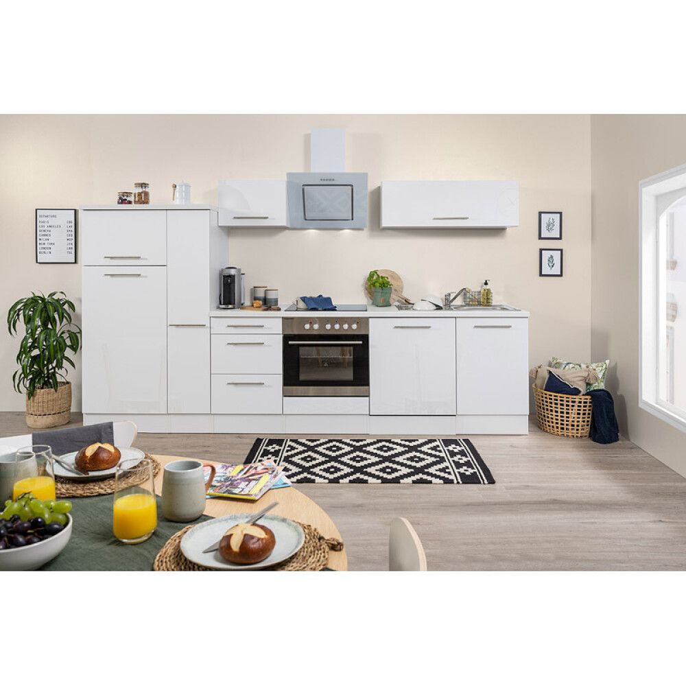 Köögikomplekt Respekta Amanda Premium 3,1 m, must/valge, keraamiline pliit