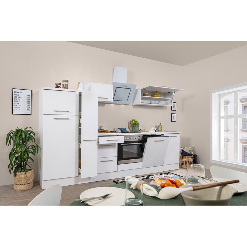 Köögikomplekt Respekta Amanda Premium 3,1 m, must/valge, keraamiline pliit