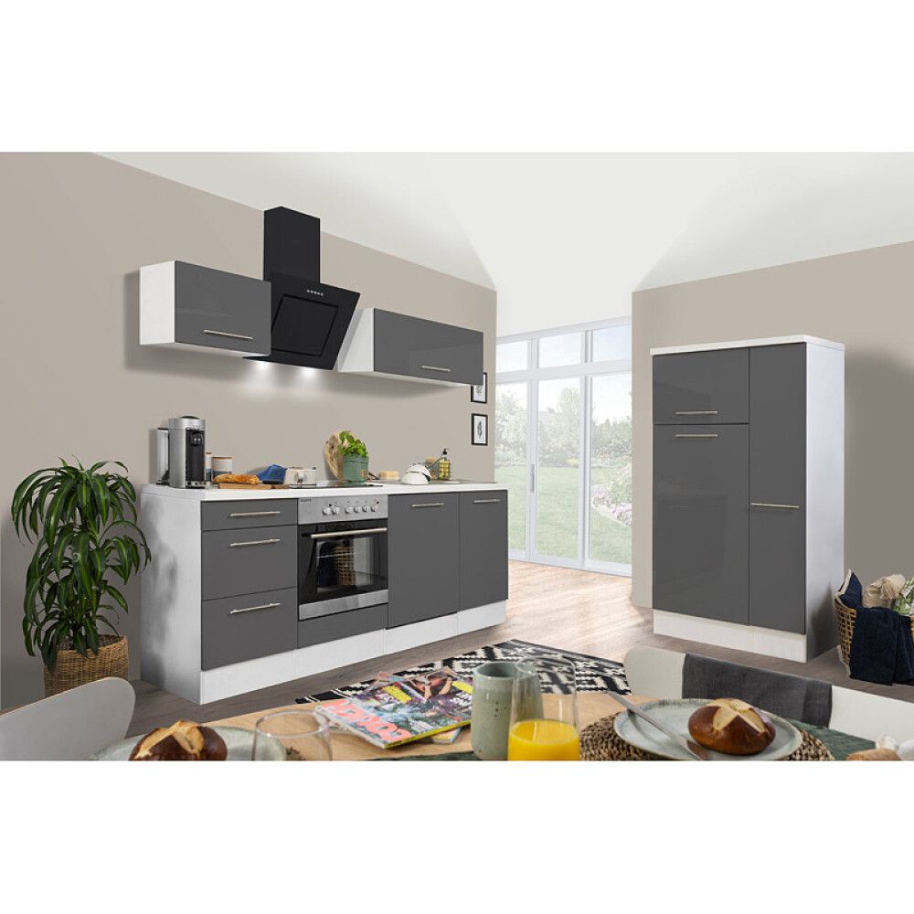 Köögikomplekt Respekta Amanda Premium 3,1 m, hall/valge, keraamiline pliit