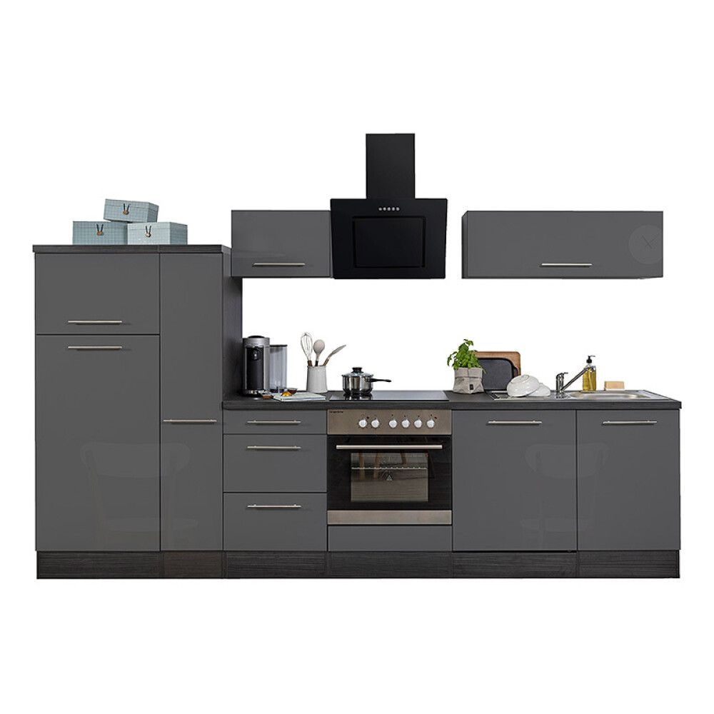 Köögikomplekt Respekta Amanda Premium 3,1 m, hall/must, keraamiline pliit
