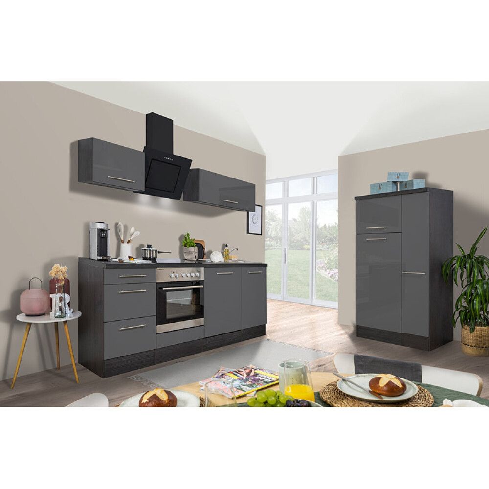 Köögikomplekt Respekta Amanda Premium 3,1 m, hall/must, keraamiline pliit