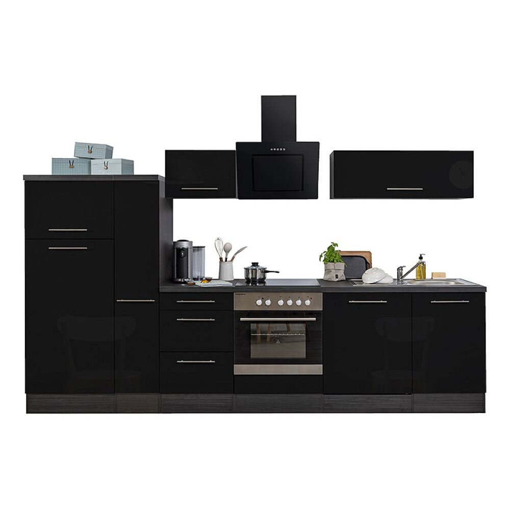Köögikomplekt Respekta Amanda Premium 3,1 m, must, keraamiline pliit