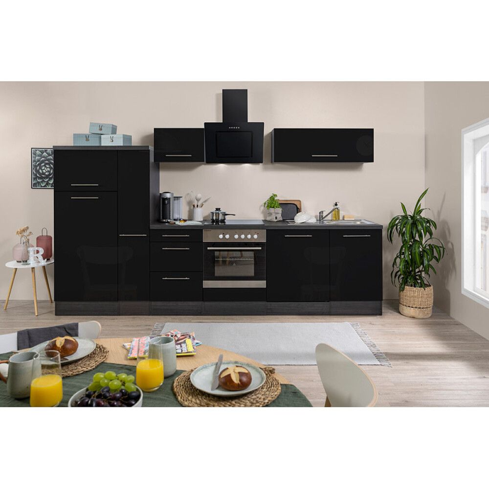 Köögikomplekt Respekta Amanda Premium 3,1 m, must, keraamiline pliit