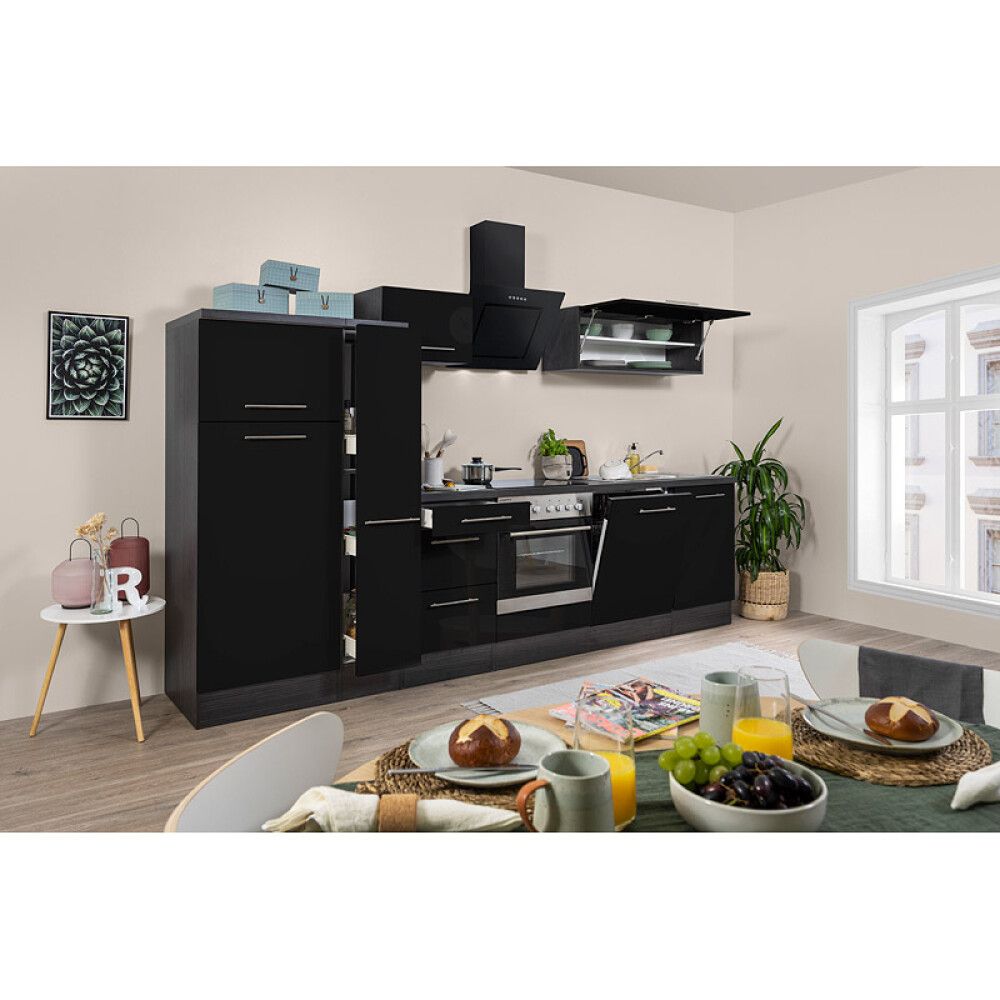Köögikomplekt Respekta Amanda Premium 3,1 m, must, keraamiline pliit