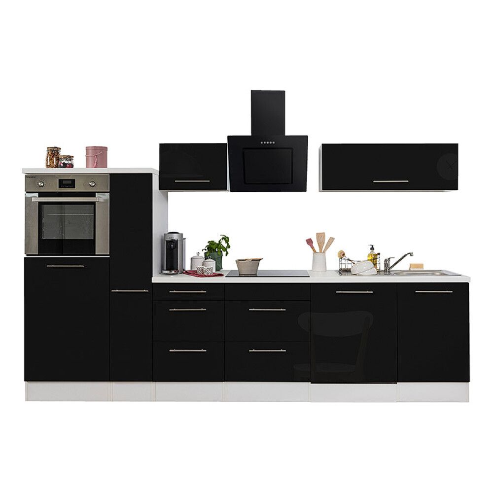 Köögikomplekt Respekta Amanda Premium 3,1 m, must/valge, keraamiline pliit