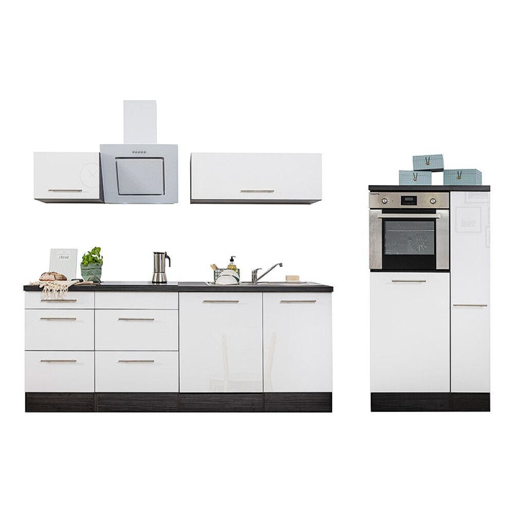 Köögikomplekt Respekta Amanda Premium 3,1 m, valge/must, keraamiline pliit