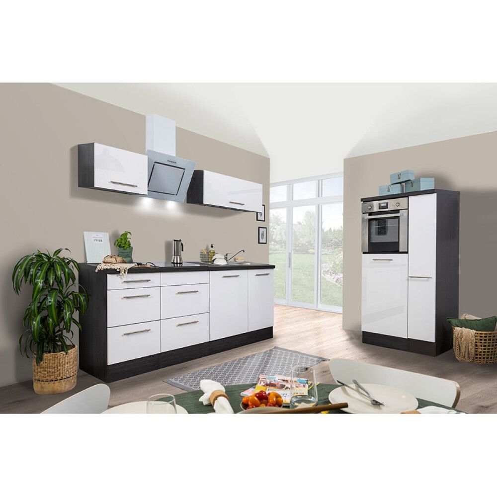 Köögikomplekt Respekta Amanda Premium 3,1 m, valge/must, keraamiline pliit