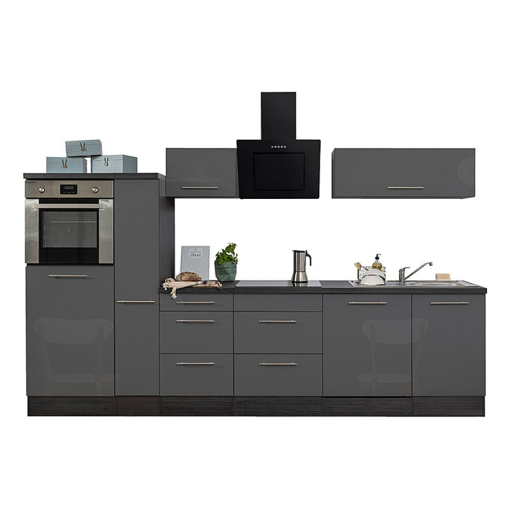 Köögikomplekt Respekta Amanda Premium 3,1 m, hall/must, keraamiline pliit