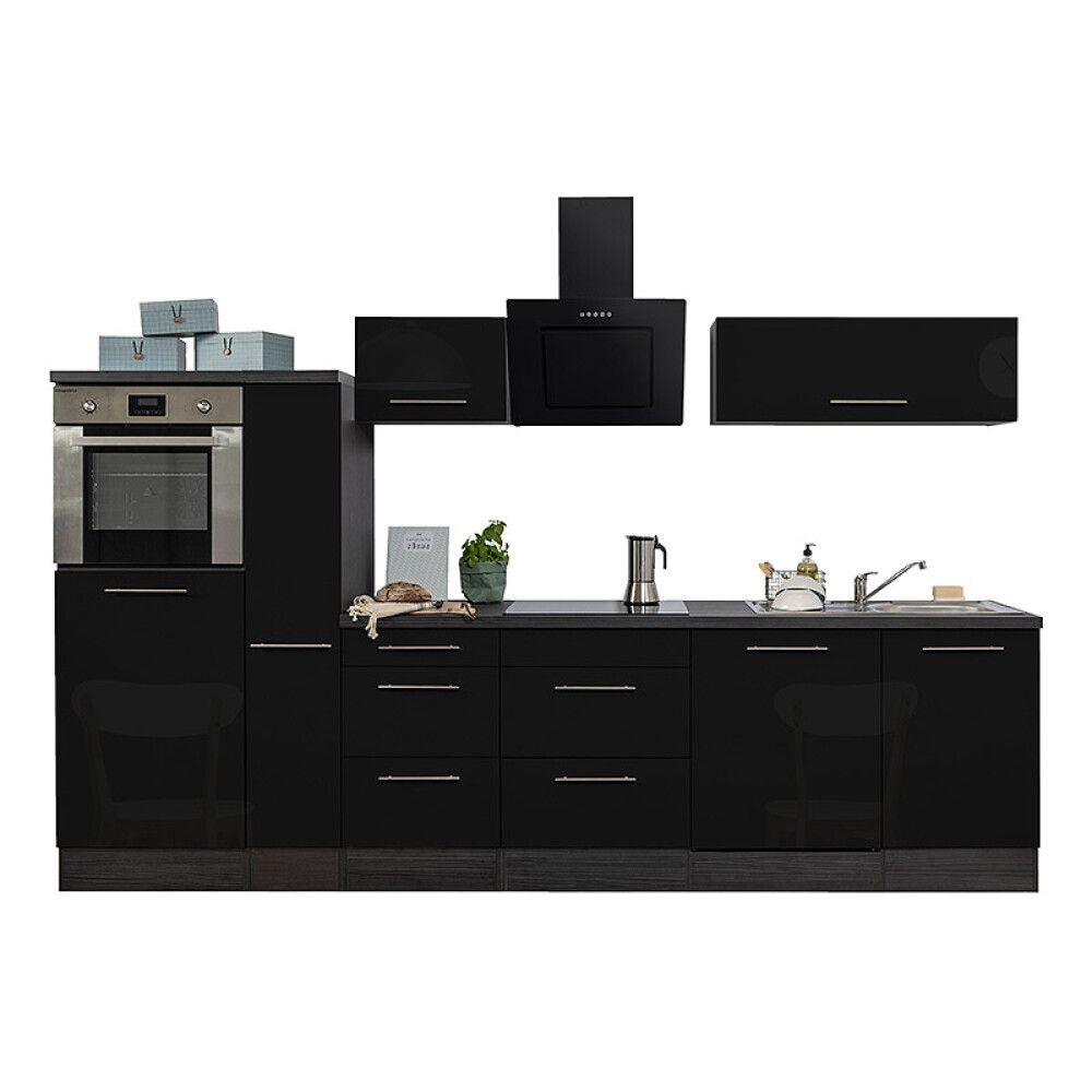 Köögikomplekt Respekta Amanda Premium 3,1 m, must, keraamiline pliit