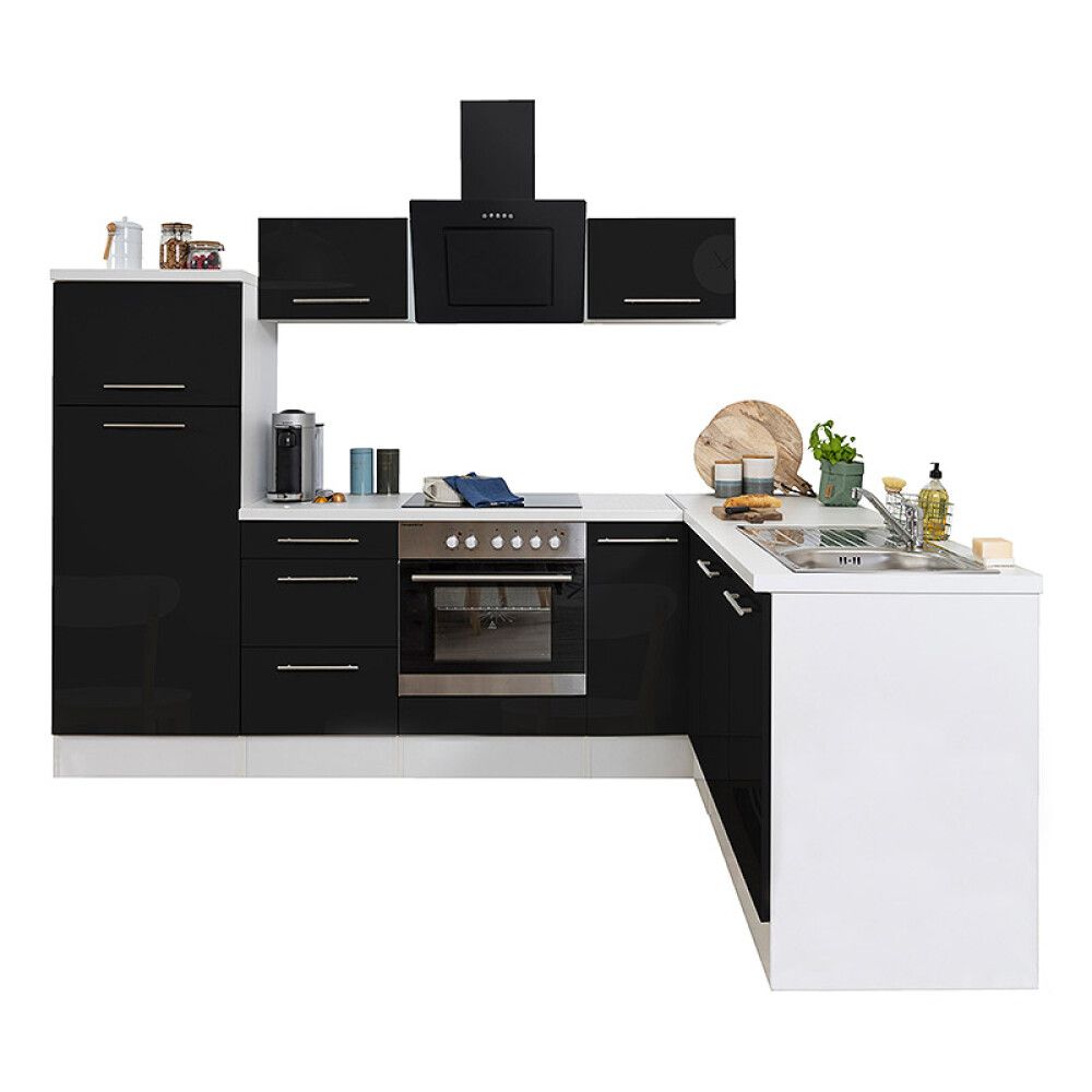 Köögikomplekt Respekta Amanda Premium 2,6 m, must/valge, keraamiline pliit