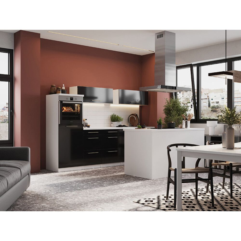 Köögikomplekt saarega Respekta Amanda Premium 2,8 m, must/valge