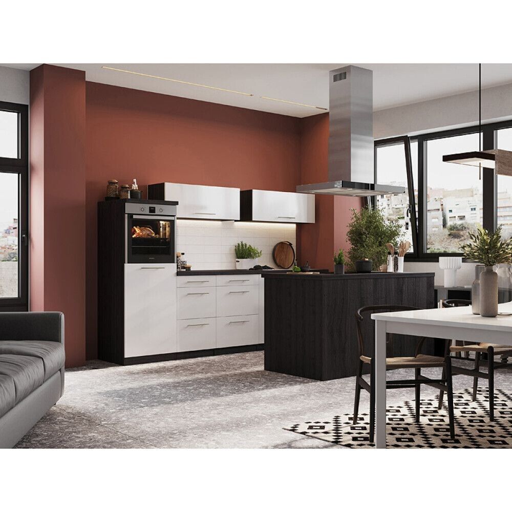 Köögikomplekt saarega Respekta Amanda Premium 2,8 m, valge/must