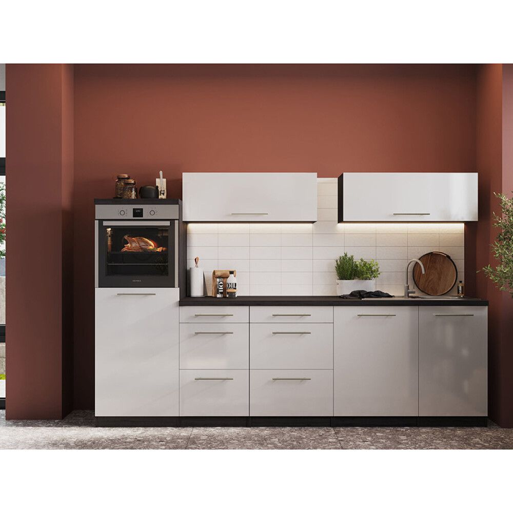 Köögikomplekt saarega Respekta Amanda Premium 2,8 m, valge/must