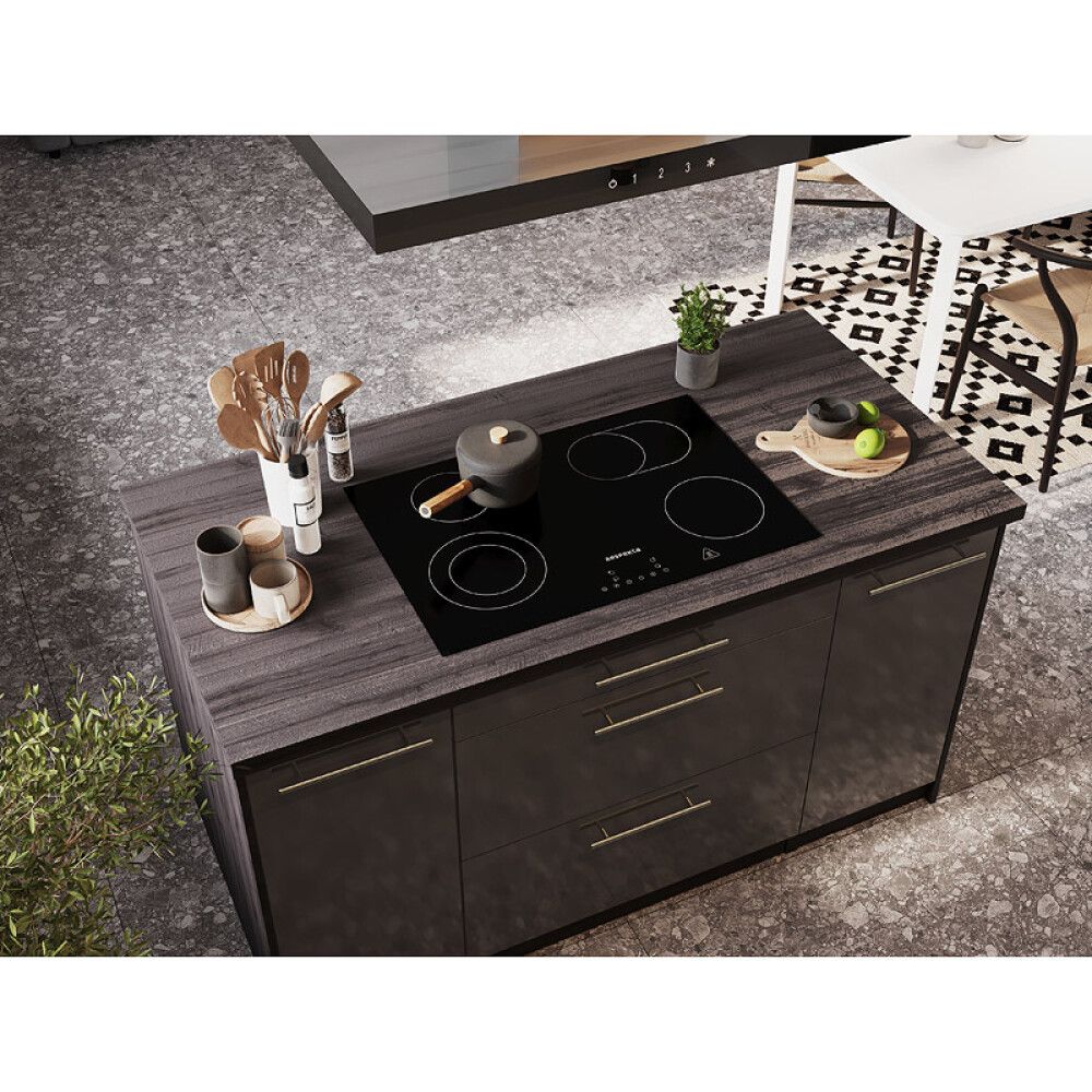 Köögikomplekt saarega Respekta Amanda Premium 2,8 m, hall/must