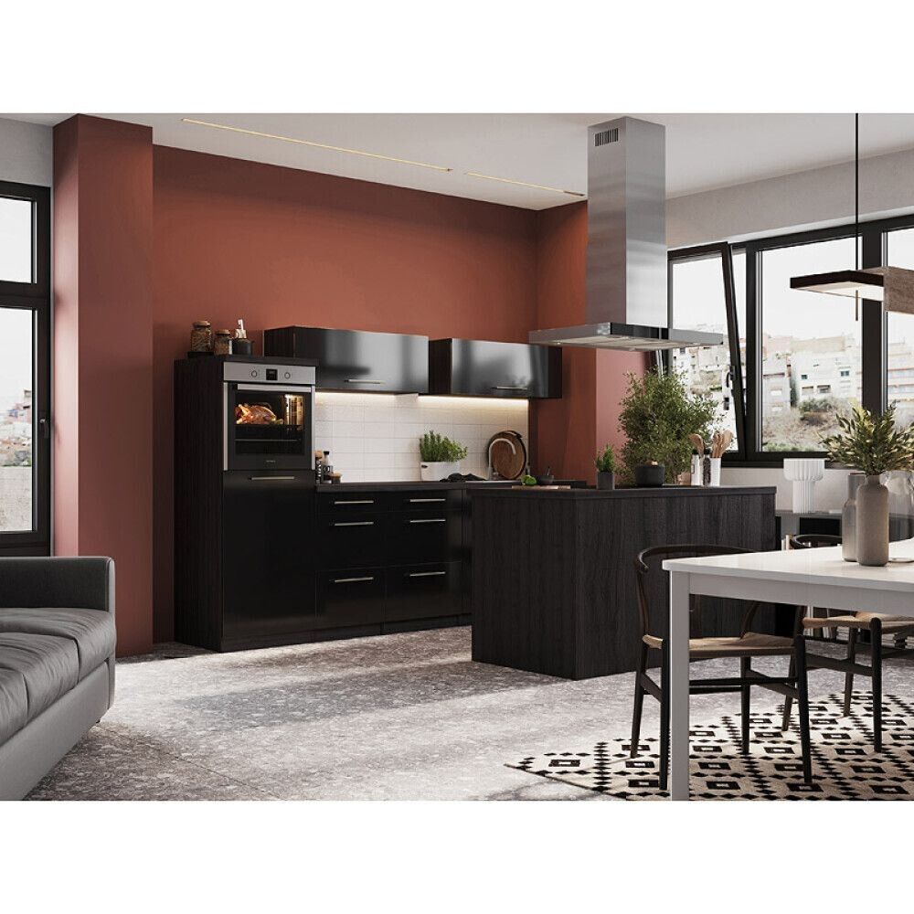 Köögikomplekt saarega Respekta Amanda Premium 2,8 m, must