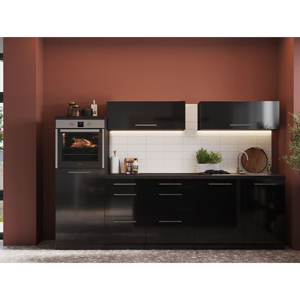 Köögikomplekt saarega Respekta Amanda Premium 2,8 m, must