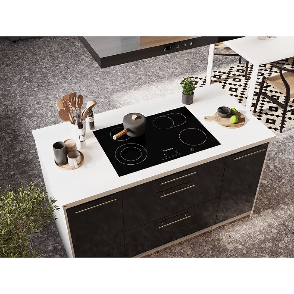 Köögikomplekt saarega Respekta Amanda Premium 3,1 m, must/valge