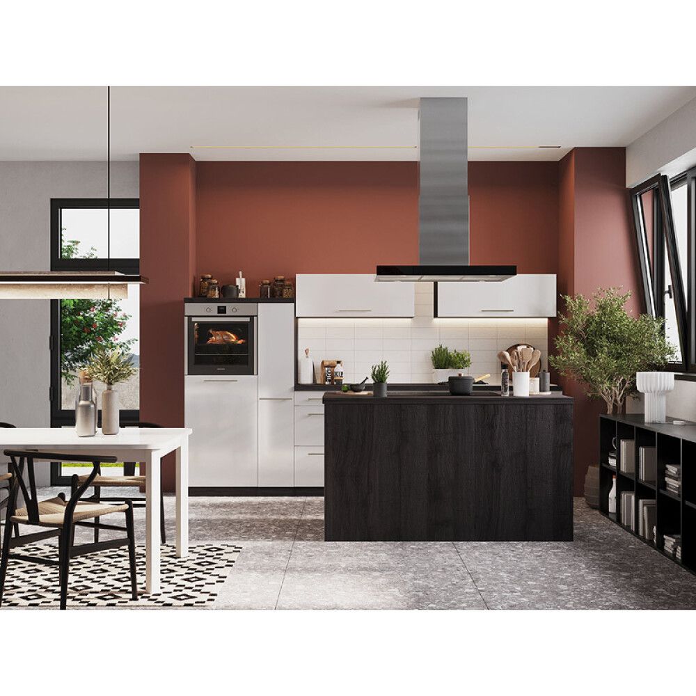 Köögikomplekt saarega Respekta Amanda Premium 3,1 m, valge/must