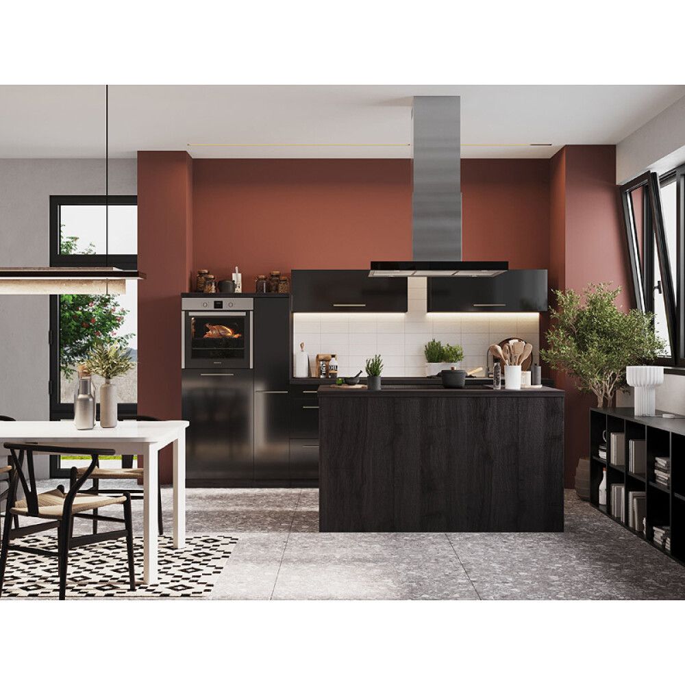 Köögikomplekt saarega Respekta Amanda Premium 3,1 m, must