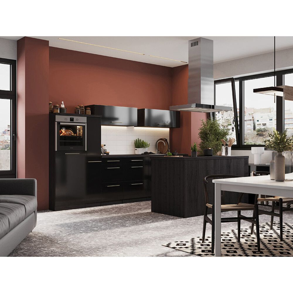 Köögikomplekt saarega Respekta Amanda Premium 3,1 m, must