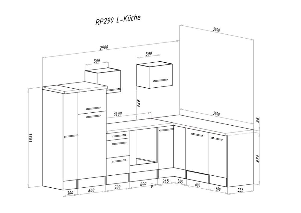 Köögikomplekt Respekta Amanda Premium 2,9 m, hall/valge, keraamiline pliit