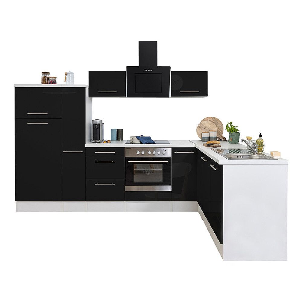 Köögikomplekt Respekta Amanda Premium 2,9 m, must/valge, keraamiline pliit