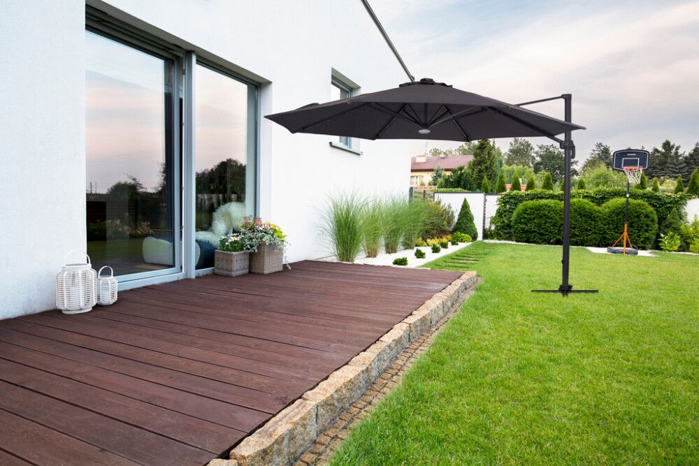 Päikesevari 350 cm LED .-valgustus, hall