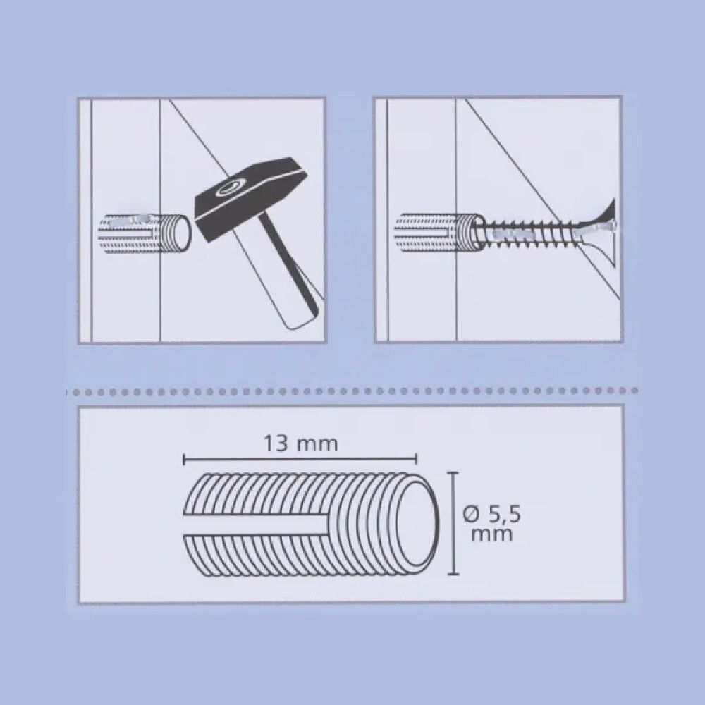 Keermega pesa plast valge Ø 5,5 x 13 mm 40 tk