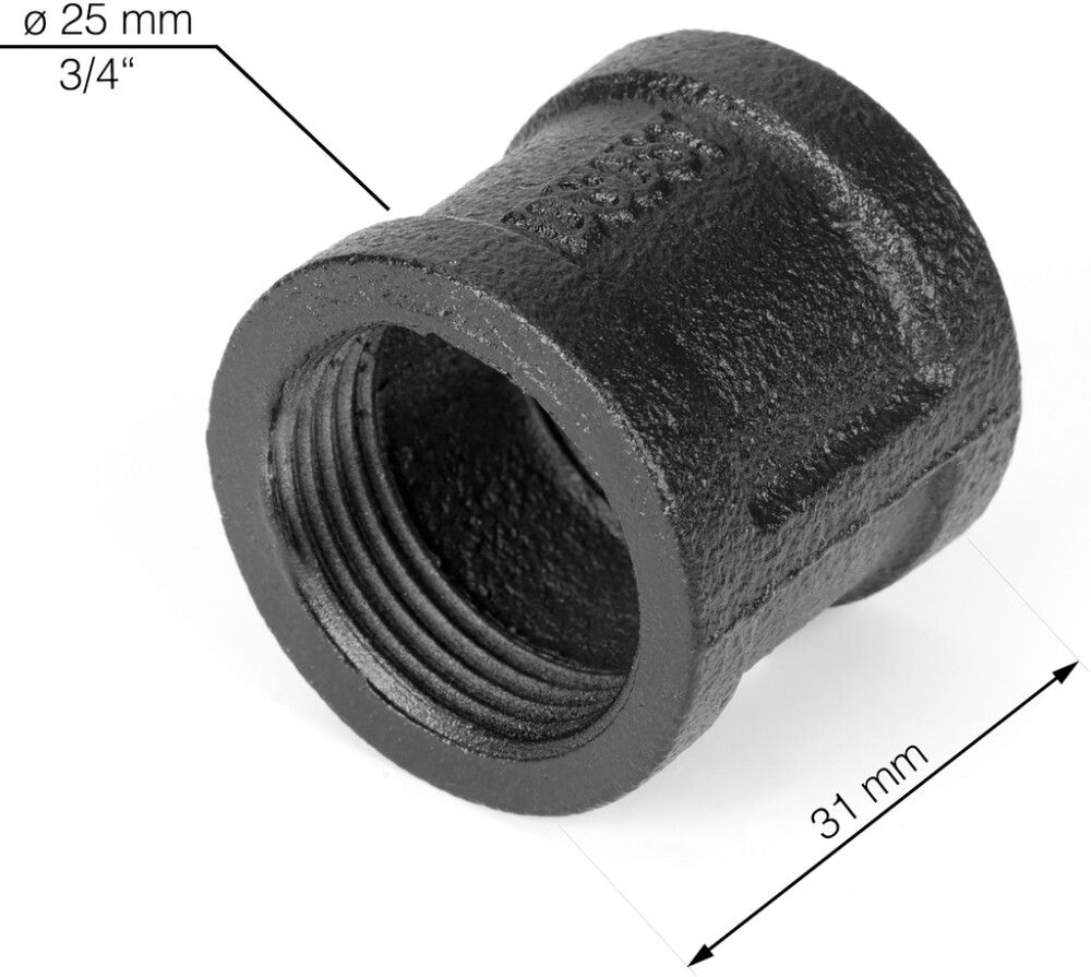 Keermestatud hülss Walteco RT-3 must Ø 25 x 31 mm