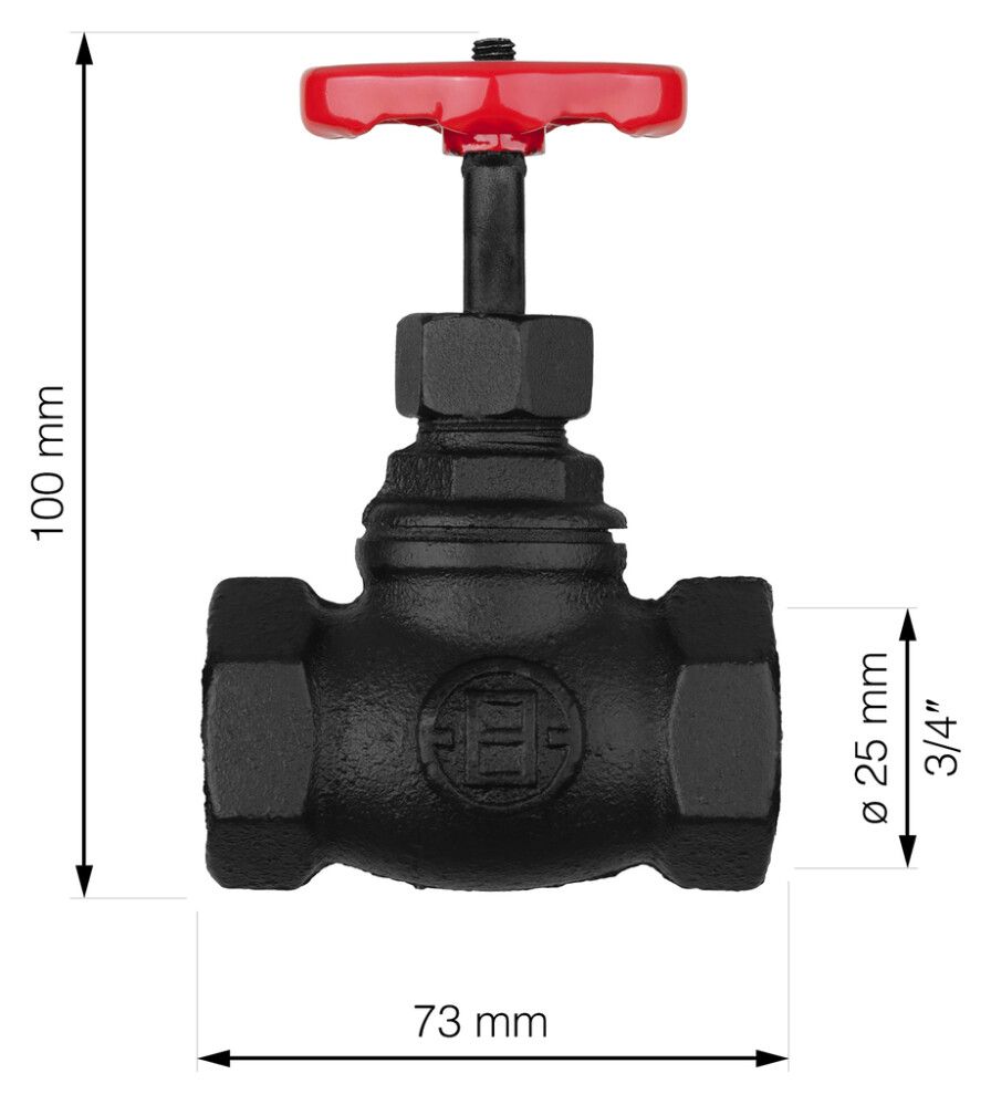 Ventiil Walteco RT-19 must/punane  Ø 25 x 100 mm